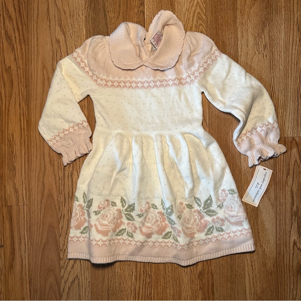 NWT Cupcake and cashmere Pink and Cream Knit Dress with Floral Design